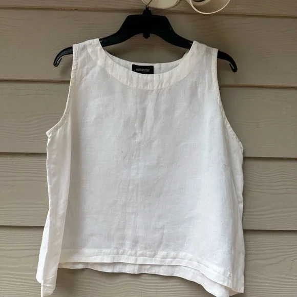 Eskandar Women's Linen White Sleeveless Top